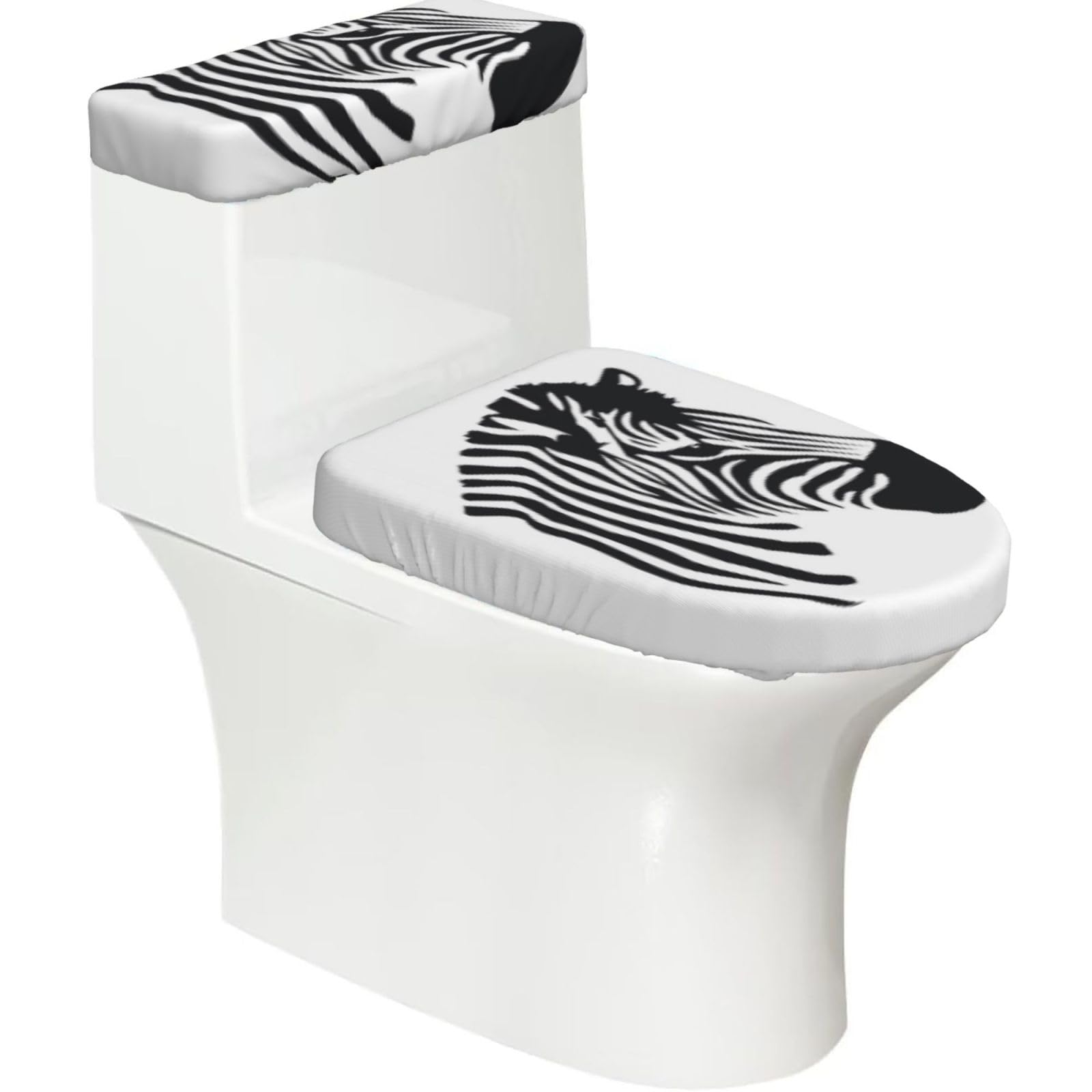Zebra Print Bathroom Decor Toilet Lid Cover And Tank Covers, Restroom Accessories Fits Most Round