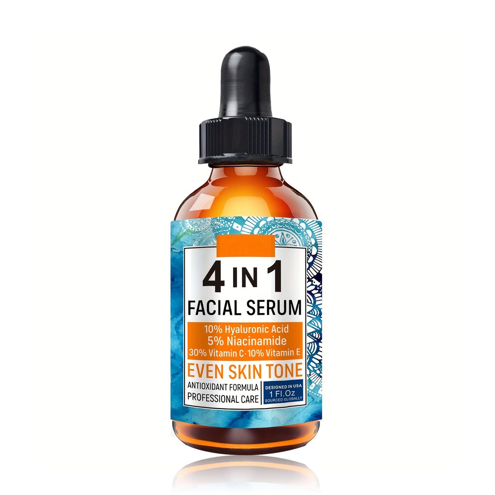 4 in 1 Facial Serum with 10% Hyaluronic Acid, 5% Niacinamide, 30% Vitamin C & 10% Vitamin E