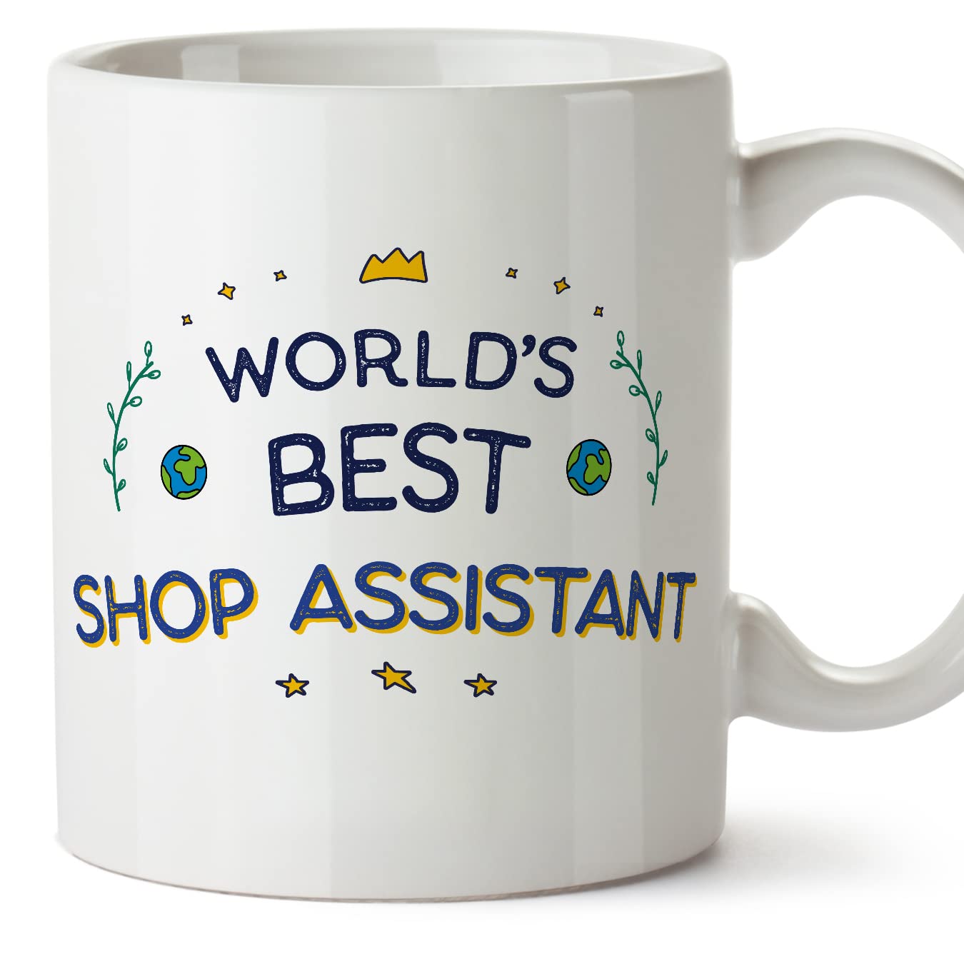 MUGFFINS Shop Assistant Mug - in English - World's Best - Funny Gift for Colleagues - Ceramic 11oz Mug — image 1