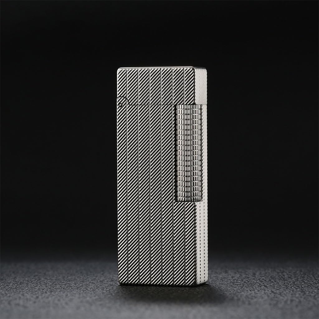 High-End Brass Narrow Gas Lighter Light Luxury Twill Line Creative Lighter Small and Portable Suitable for Cigar Candles