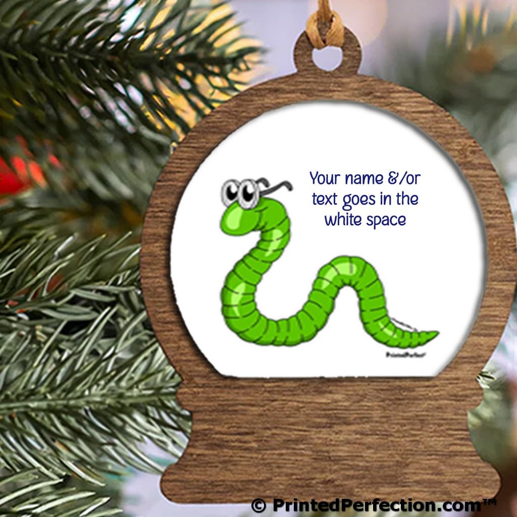 PrintedPerfection.com Personalized Bookworm - Male Wooden Snow Globe Shaped Christmas Ornament