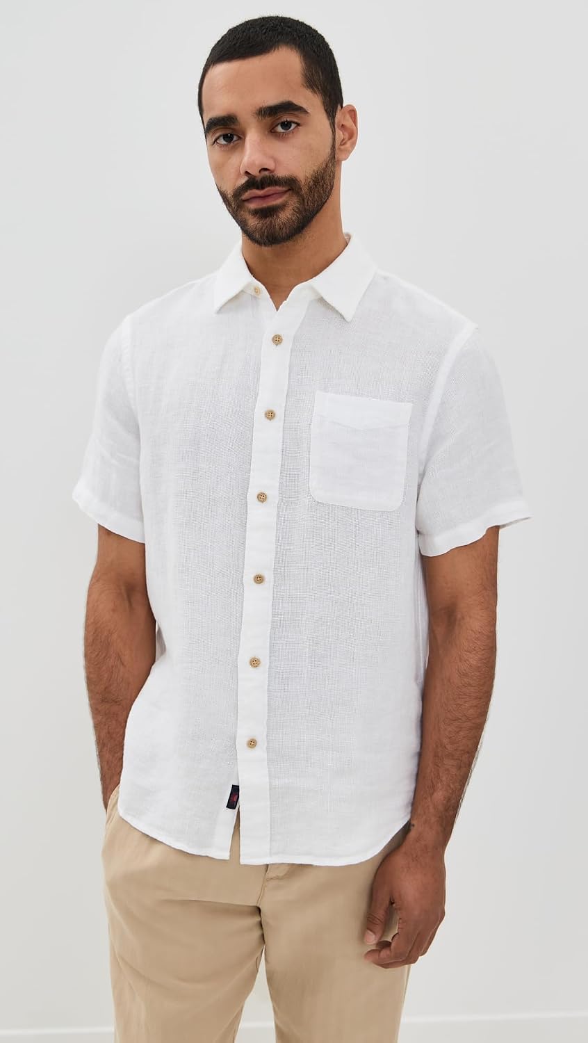 Faherty Men's Palma Basketweave Linen Shirt