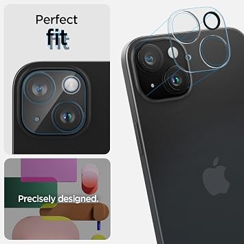 Spigen iPhone 15/15 Plus / 14/14 Plus ile Uyumlu Kamera Lens Camı Koruyucu GLAS.tR Optik (2 Adet) Şeffaf - AGL06916 (Spigen TR Garantili)
