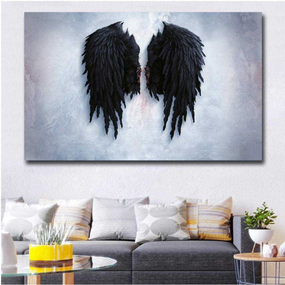 Stampa Su Tela NutArtPic, Quadro Moderno Con Donna E Ali D'Angelo, Ragazza Afroamericana, 2 Pezzi 60x40 Cm, Decorazione Parete