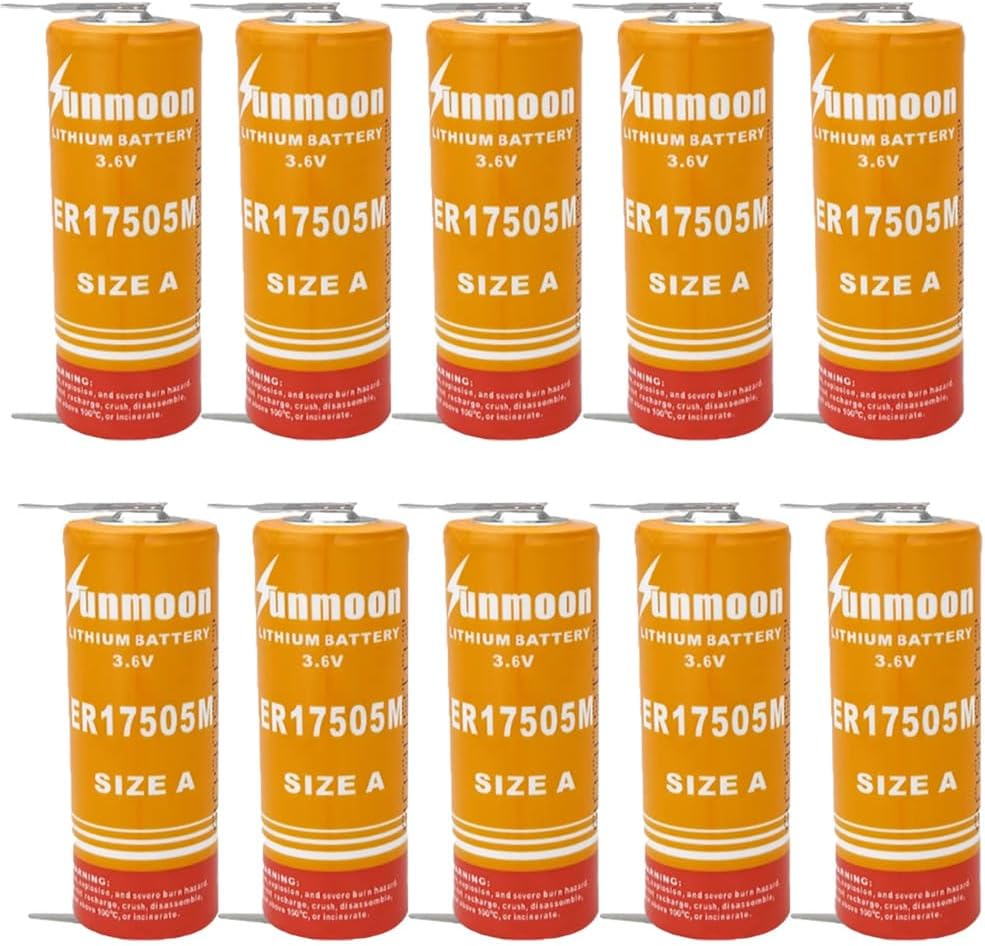 (10-Pack) ER17505M 3.6V 2800mAh Size A Non-Rechargeable Lithium Battery (Soldering Feet)
