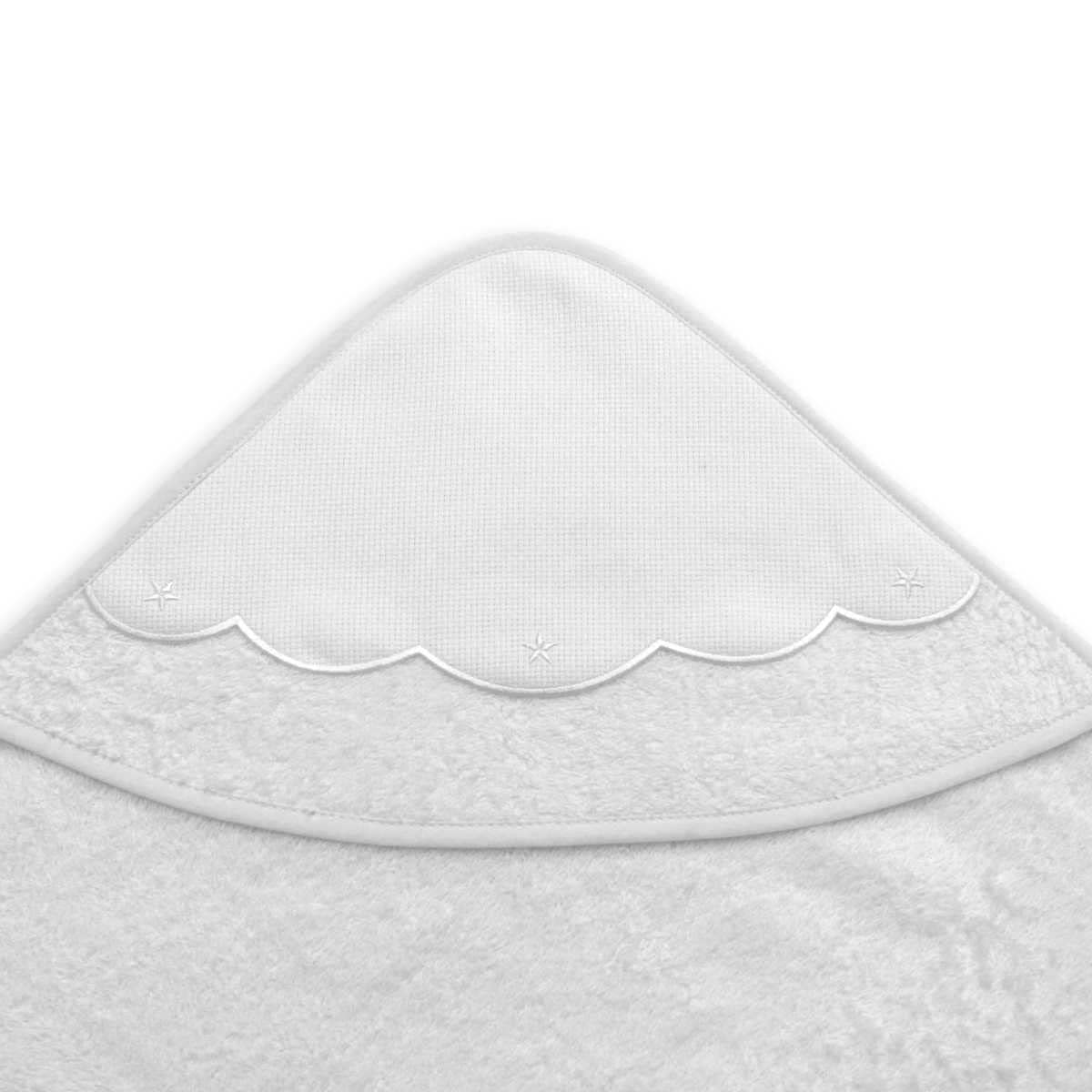 hobbymio.it Accappatoio triangolo neonato da ricamare a punto croce, accappatoio triangolo con tela aida, accappatoio in spugna, stelline, bianco