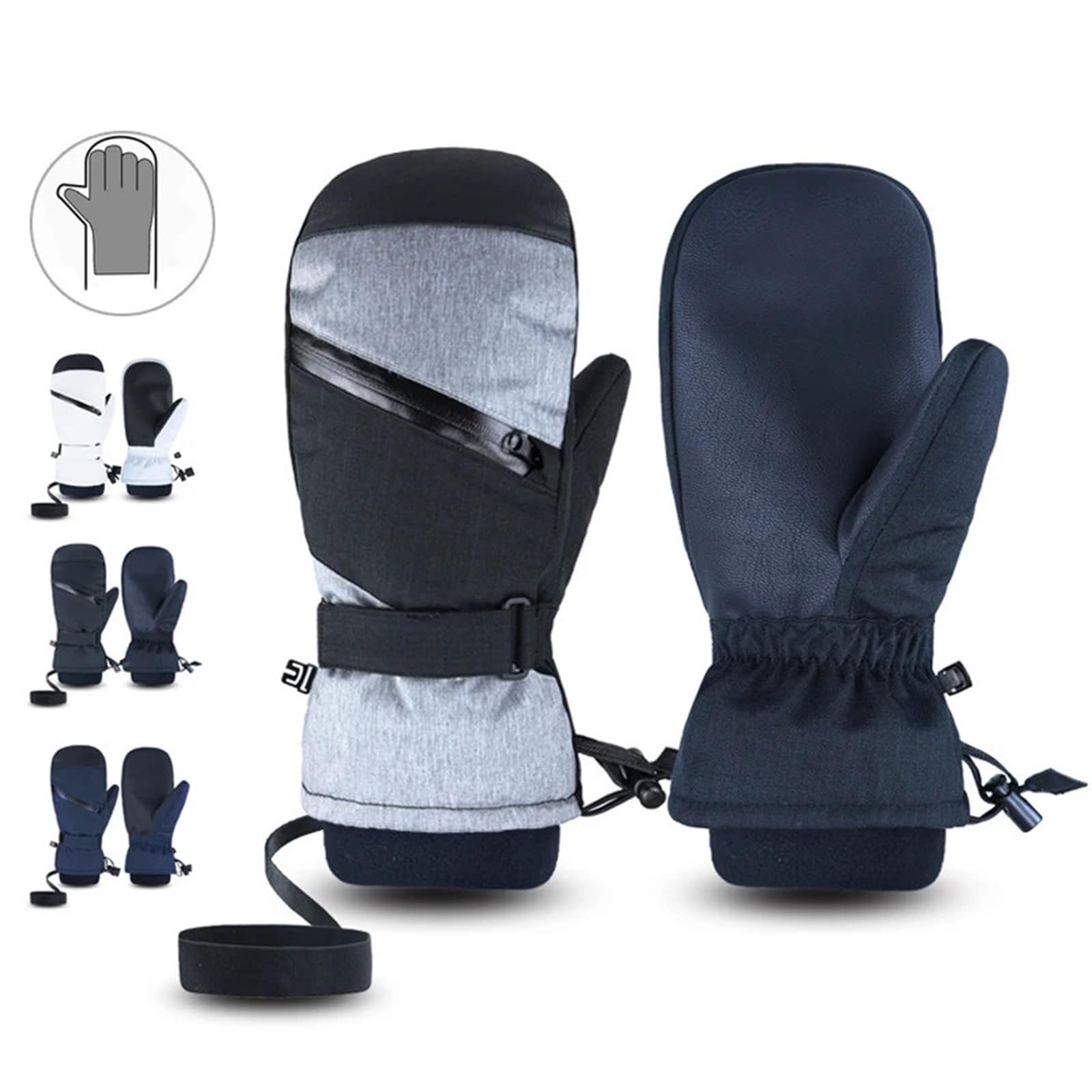 Guantes de esquí Invierno 5 Dedos con Forro Polar, for Snowboard, Pantalla táctil, térmicos, Gruesos, for Nieve, for Hombre y Mujer, for Moto, cálidos para Clima Frio