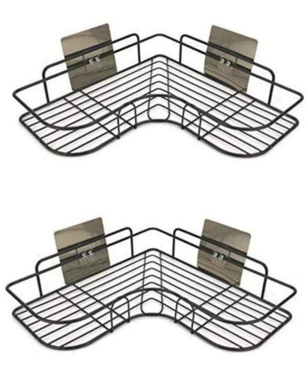 (Pack of 2) Multipurpose Self-Adhesive Kitchen Bathroom Corner Rack and Stands Mounted with Strong Magic Sticker Durable Hook Home Essentials/LCORNER/Bathroom Corner 2PIS