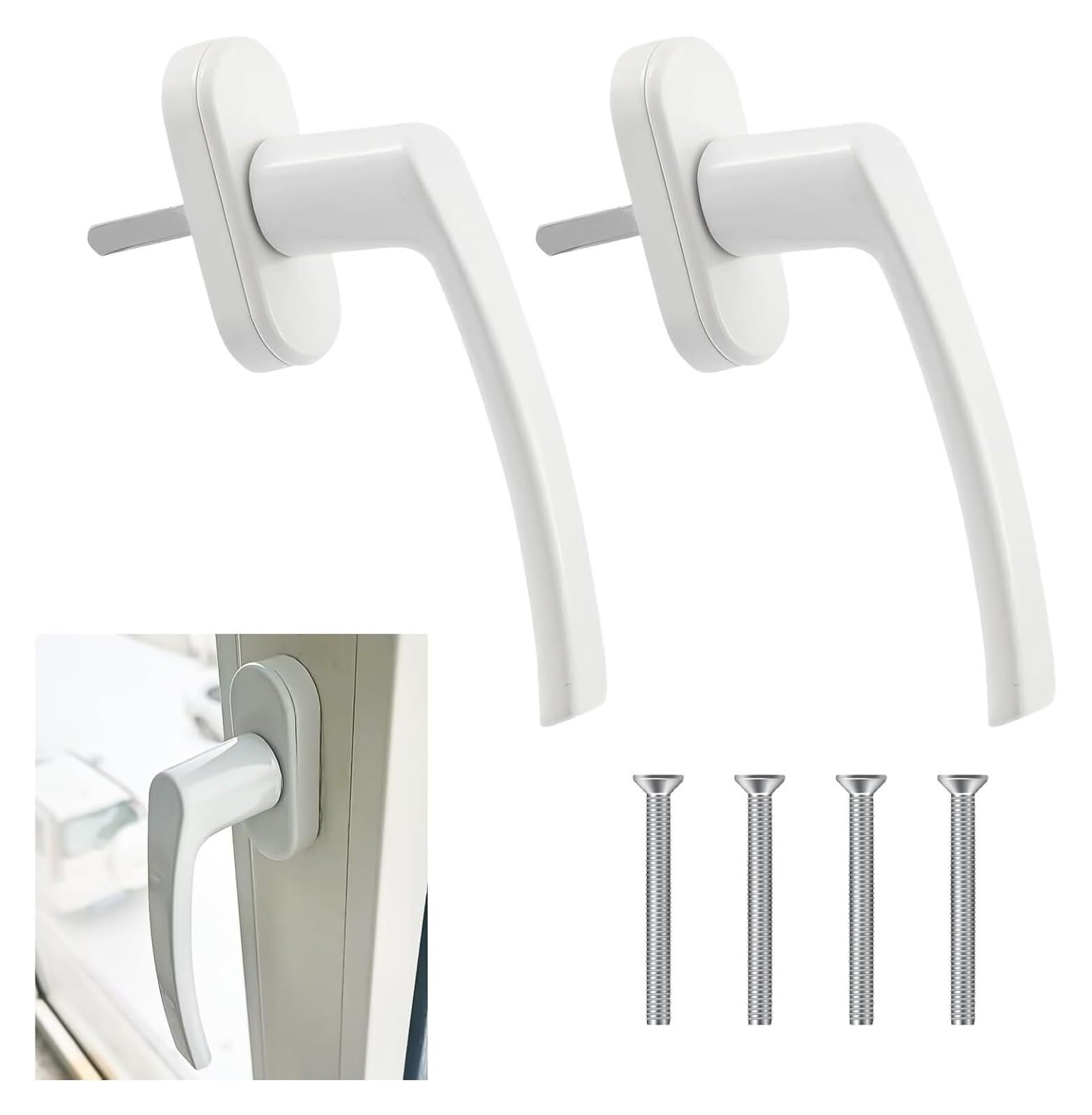 Maniglia for finestra scorrevole 1/2 pezzo per Finestra | Serrature for porte e finestre con serratura antiscivolo in plastica in acciaio casa(Plastic base 2PCS)