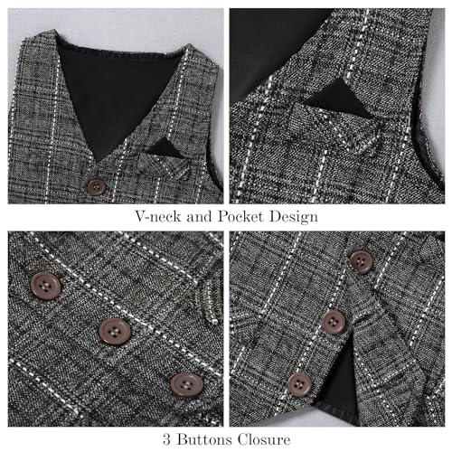 Image of DISAUR Baby Boy Clothes Toddler Boy Outfits 4PCS Gentleman Dress Romper /Vest /Pants /Bow Tie Cotton Suit Sets