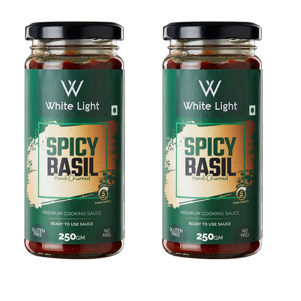 White Light Food Spicy Basil Sauce l Vegan and Natural Ingredients l Ready to Eat Healthy Food (Pack of 2, 250g Each) (B0C16VWLBW) Amazon Price History, Amazon Price Tracker