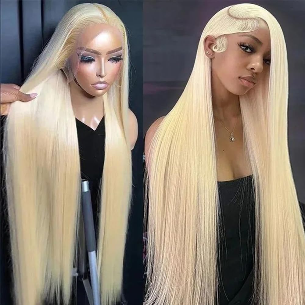 Lemoda 613 13x6 Lace Front Wig Human Hair 13x6 Straight HD Transparent Lace Wig Pre Plucked 180 Density 15A Brazilian Virgin 613 Blonde Human Hair