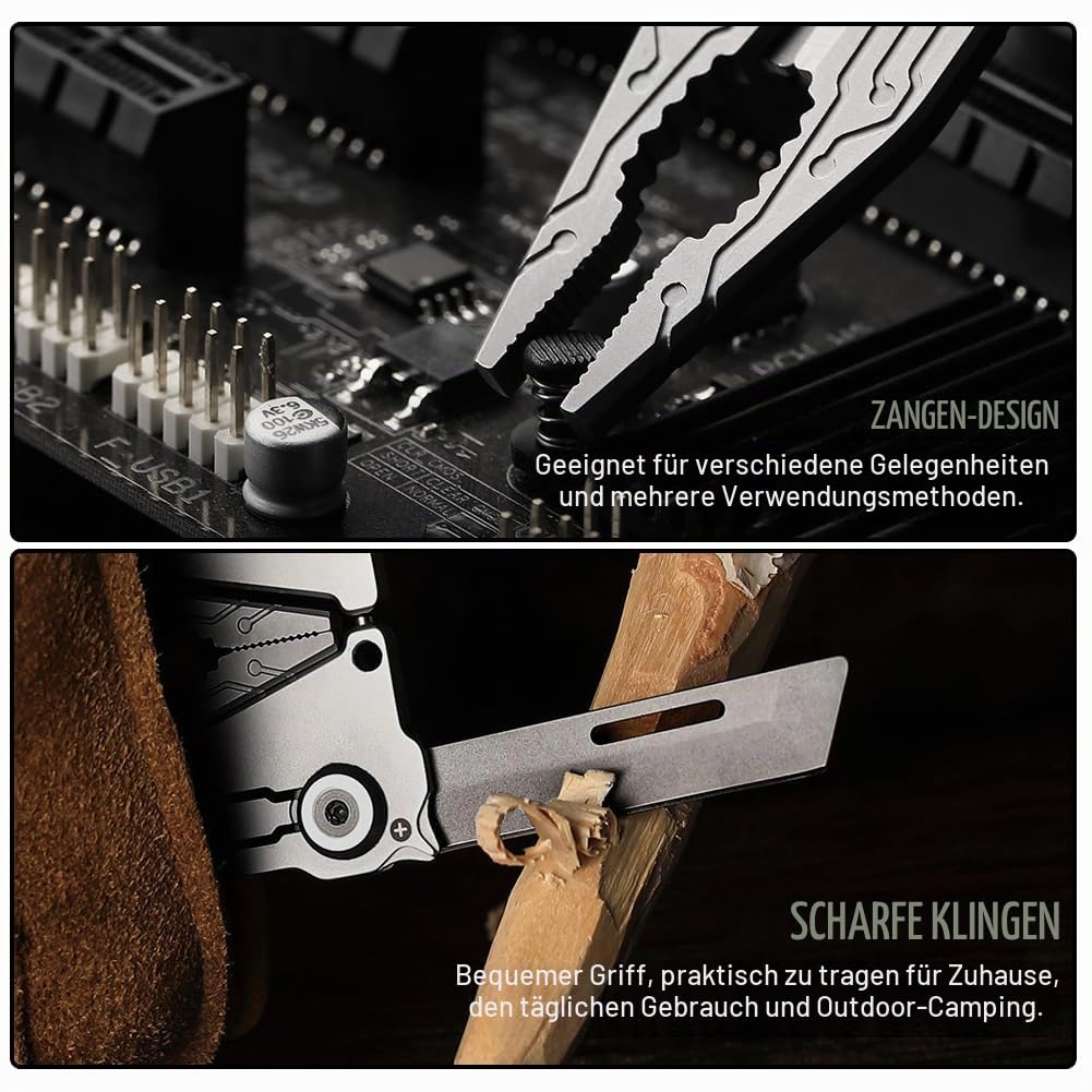 20 in 1 Faltbares Multitool Kreditkarte Edelstahl Werkzeugkarte mit Zange,Messer,Flaschenöffner Kompaktes EDC Zubehör für Männer,Outdoor,Reise & Überleben