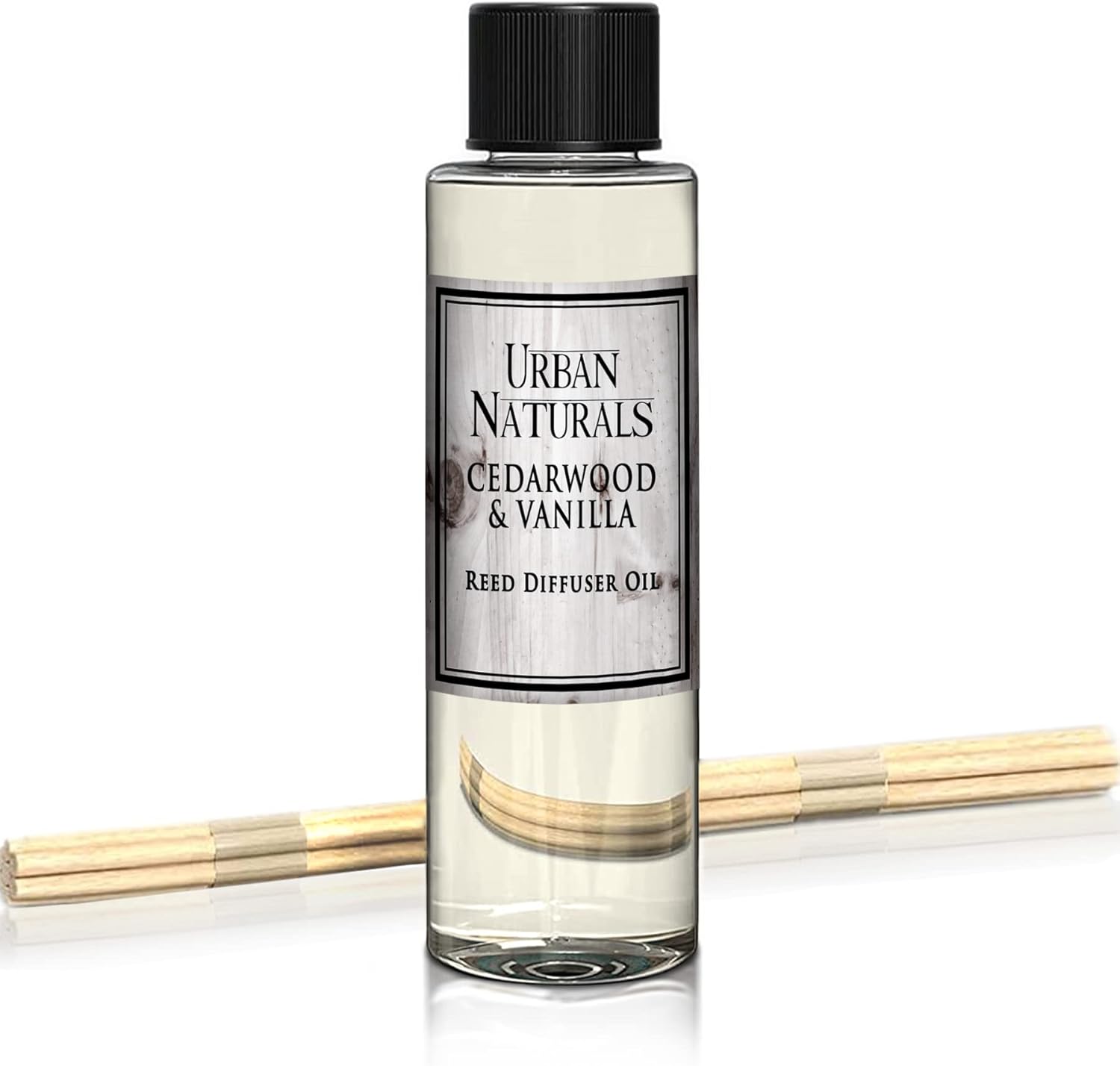 Urban Naturals Cedarwood & Vanilla Reed Diffuser Refill, 4 oz, Bundle with Cedarwood & Vanilla Reed Diffuser Set - Made with Essential Oils in The USA