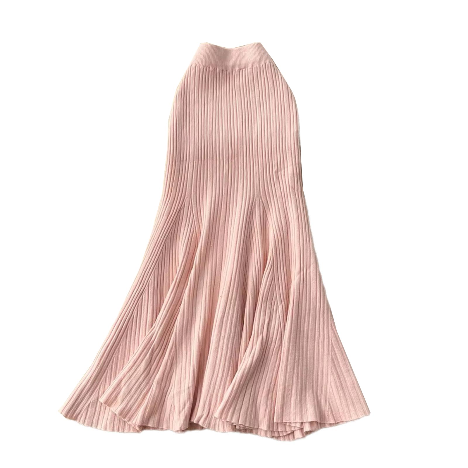 Gonna Midi da Donna a Sirena in Maglia a Coste a Vita Alta