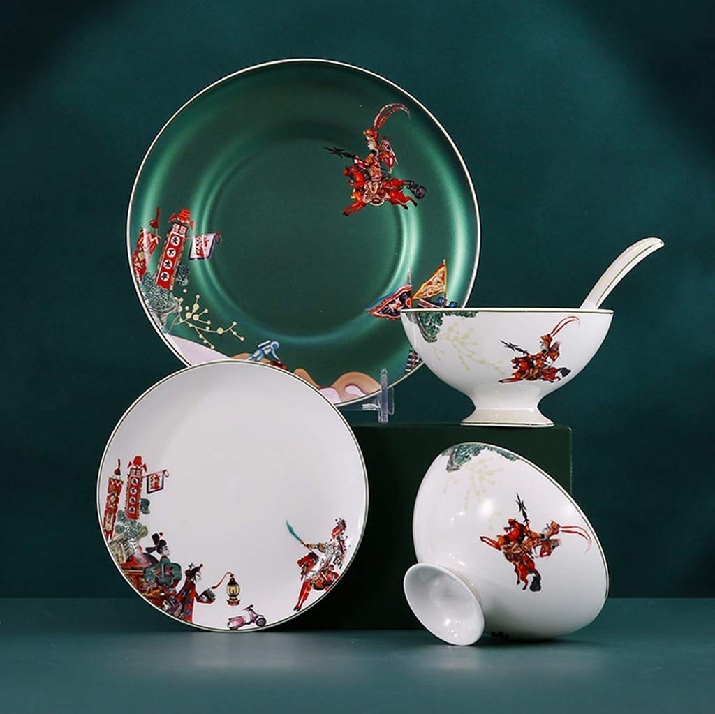 H3TF5J Ceramiczny zestaw zastawy stołowej, 21-częściowy zestaw zastawy stołowej, zastawa stołowa w Chinach, zastawa stołowa z bankietu rodzinnego, zastawa stołowa ślubna