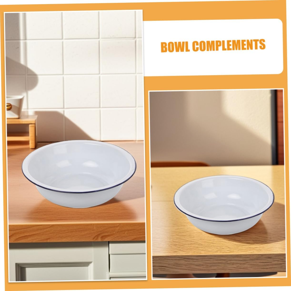 32cm Large Enamel Pot Vintage Enameled Mixing Bowl White Kitchen Vegetable Washing Basin Easy to Clean Enamelware