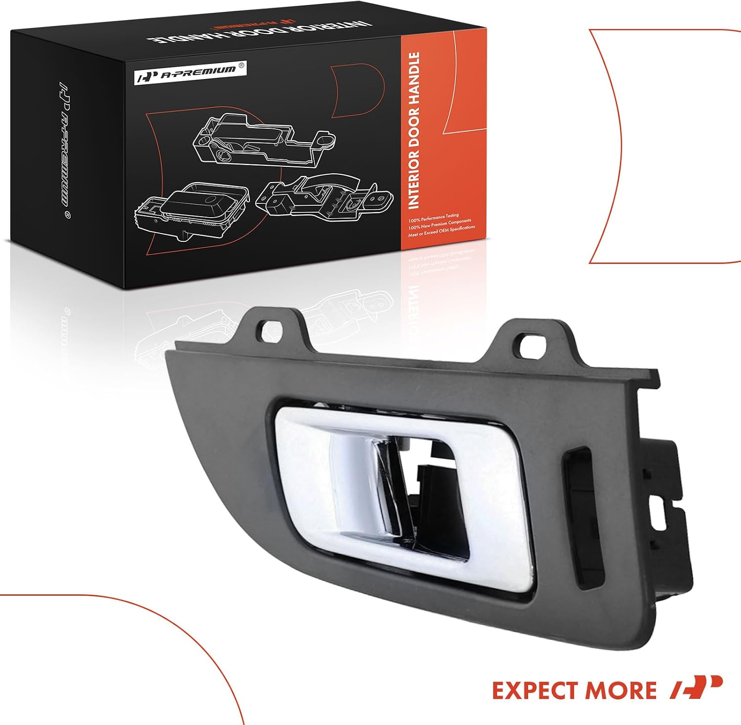 A-Premium Front Right Passenger Side Interior Door Handle Compatible with Lincoln MKT 2010-2019, Canyon Black Housing with Chrome Lever, Replace# DE9Z-7422600-AB, DE9Z7422600AB