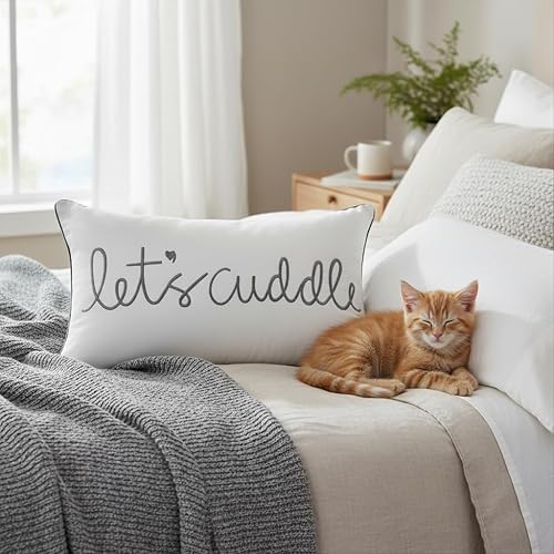 Miniatura 3 de Sanmetex - Funda de almohada lumbar decorativa para abrazarnos de 12x20 pulgadas, funda de almohada rectangular bordada en gris para cama,