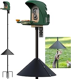 Bird Feeder Pole with Squirrel Baffle- 91 Inch Heavy Duty Adjustable Outdoor Bird House Pole,Universal Mount for All Smart Bird Feeders&Houses, Customizable Height(Adapter Included)
