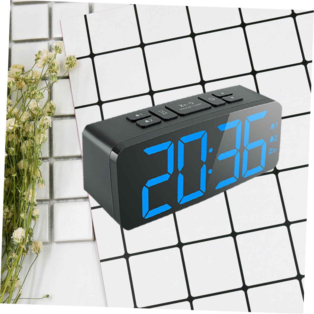 Reloj Digital Led con Alarma y Música De Brillo Diseño Moderno para Dormitorio Función De Snooze y Tonos De Alarma Color Negro