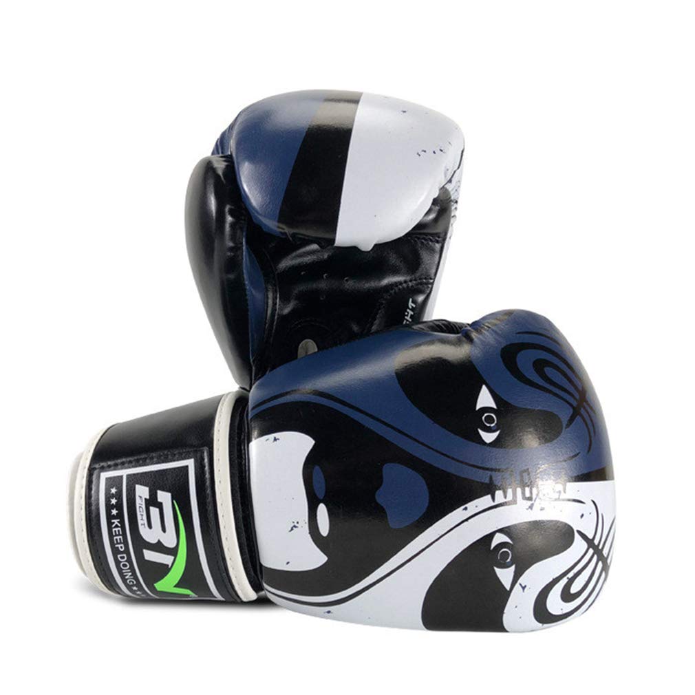 Guanti D'allenamento Da Boxe, in Pelle Sintetica Per Uomini E Donne Guantoni Da Boxe, Può Essere Utilizzato Come Sparring Guanto O Guanti Bag E Di Addestramento Di MMA (10 Once 12 Once),Blu,10oz