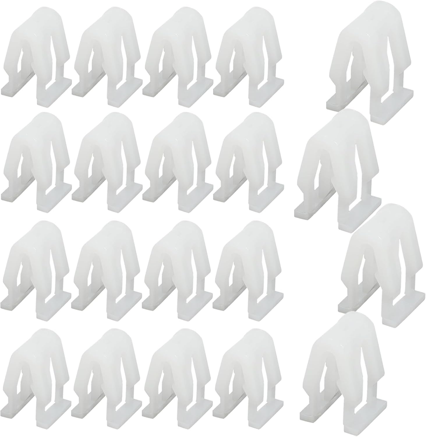 20 PCS Universal Car Fastener Clips, Nylon Elasticity Center Console Clips, Radio DVD Dash Panel Clips, White, Plastic, U-Shape, Flat or Round Head, 20 Pieces