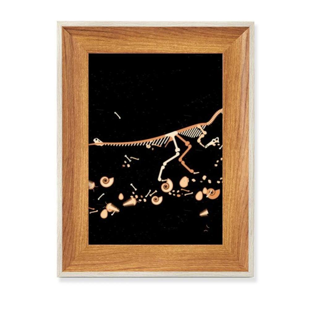 Cadre photo fossiles de dinosaure en bois noir pour bureau
