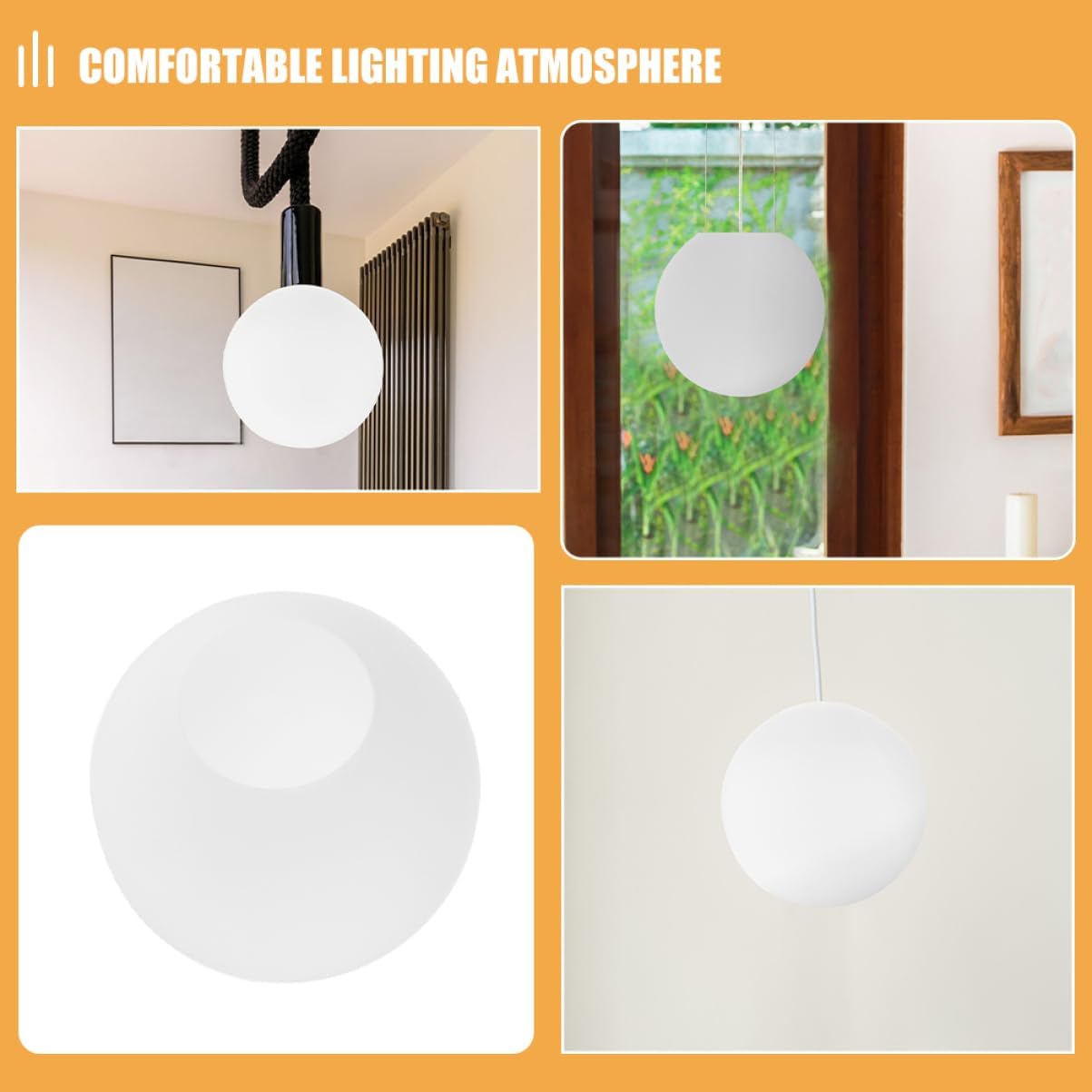 Frosted Glass Sphere Lampshade Replacement Glass Pendant Light Shade for Table and Floor Lamps Modern Globe Light Cover for Home Decor