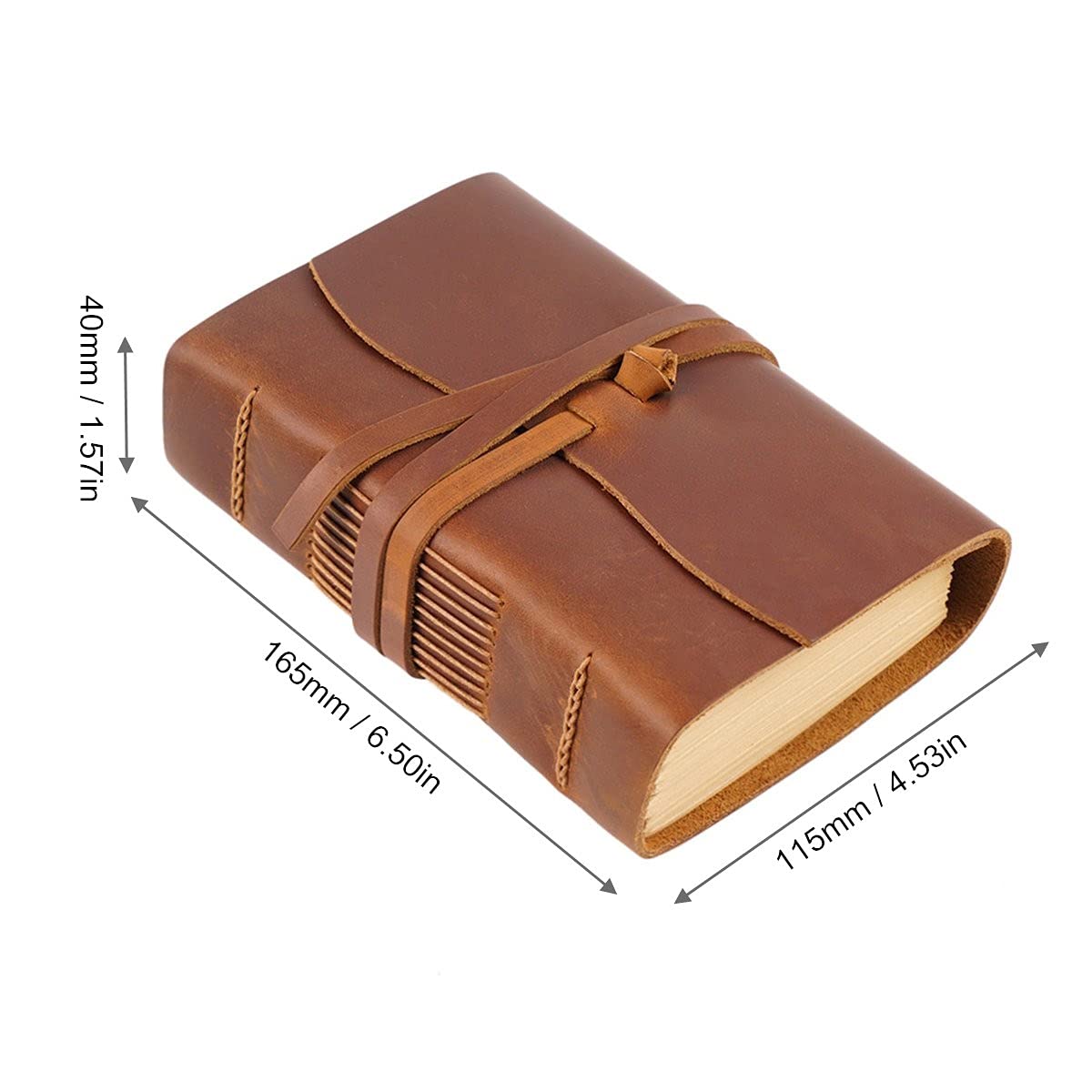 Retro-Kuh-Leder-Journal 400P leeres Papier-Skizzenbuch handgemachte Band mit Hebeteil-Notebook