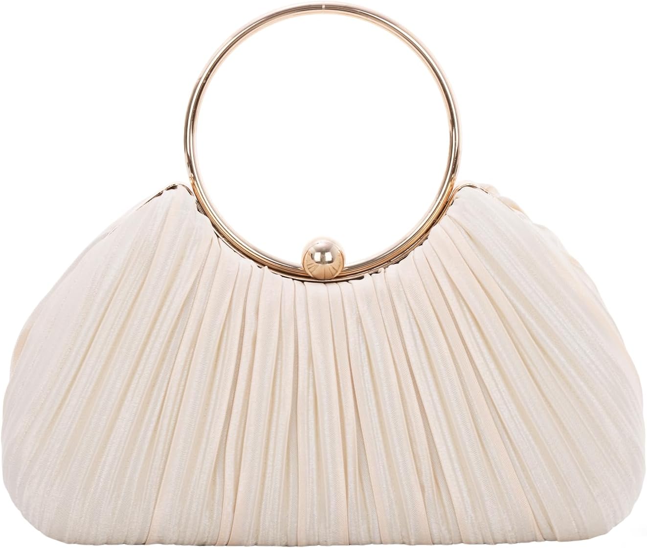 Oweisong Satin Clutch Purses for Women Formal Bride Dress Evening Bag Wedding Guest Handbag with Round Handle