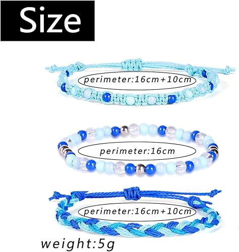 Miniatura 3 de Caiyao Pulseras de cuerda bohemias con cuentas de playa, impermeables, para surfistas del océano, trenzadas, pulseras de amistad elásticas bohemias