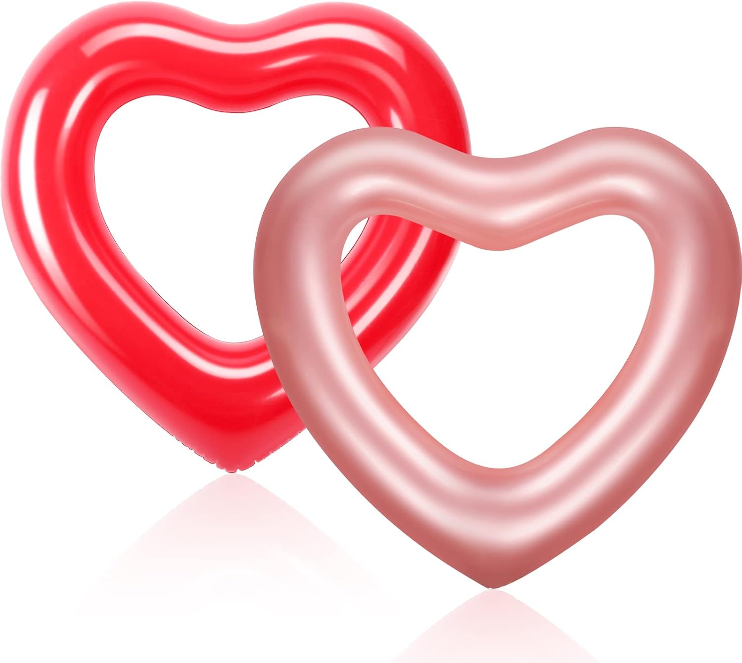 Sumind 2 Pieces Heart Pool Float, 47.3 x 39.4 Inch Inflatable Swim Rings Bachelorette Party Pool Float Tube, Heart Shaped Summer Swimming Ring, Water Beach Party for Adults (White)