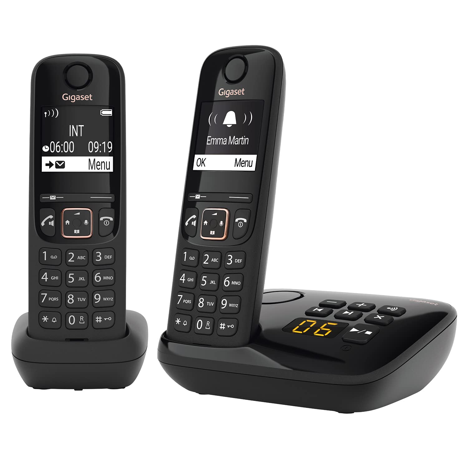 Gigaset Allrounder Duo - 2 Schnurlose Telefone mit Anrufbeantworter - großes, kontrastreiches Display - Brillante Audioqualität - einstellbare Klangprofile - Freisprechfunktion - Anrufschutz, schwarz