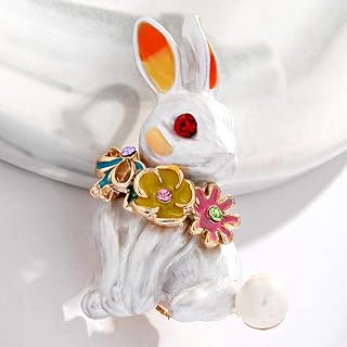 Broche Walbest para mulheres, broche de strass de coelho, broche esmaltado, crachá de banquete, decoração de lapela (coelho)