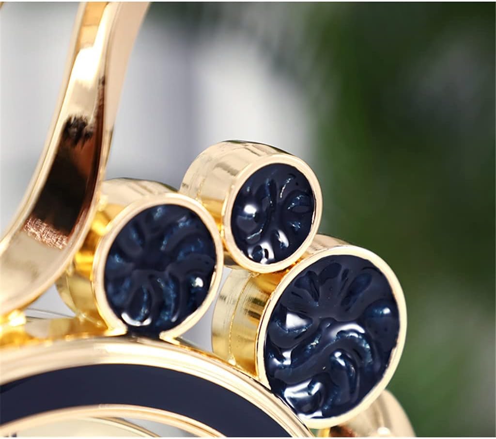 FMURY Mechanical Gear Desk Clock Enamel Table Clock European Living Room Desktop Ornaments Home Decoration Clock Decoration(D)