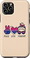 Vista 10 de Funda para iPhone 14 Pro Max Peace Love Freedom Bisexual Girl Bi Pride Flag LGBTQ