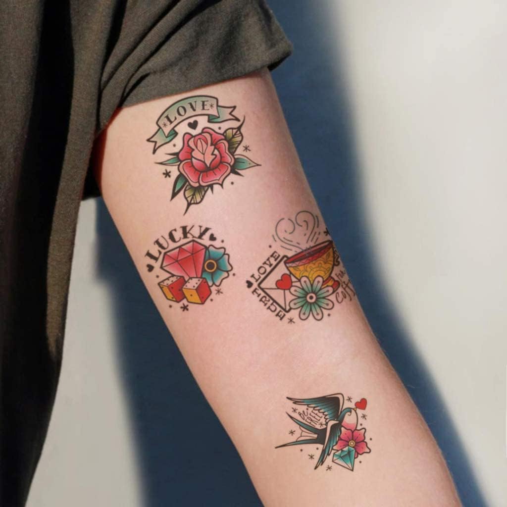 18シート一時的な入れ墨ミックススタイルの女性の女の子の腕バック肩美脚のためのボディタトゥーステッカー Set 4