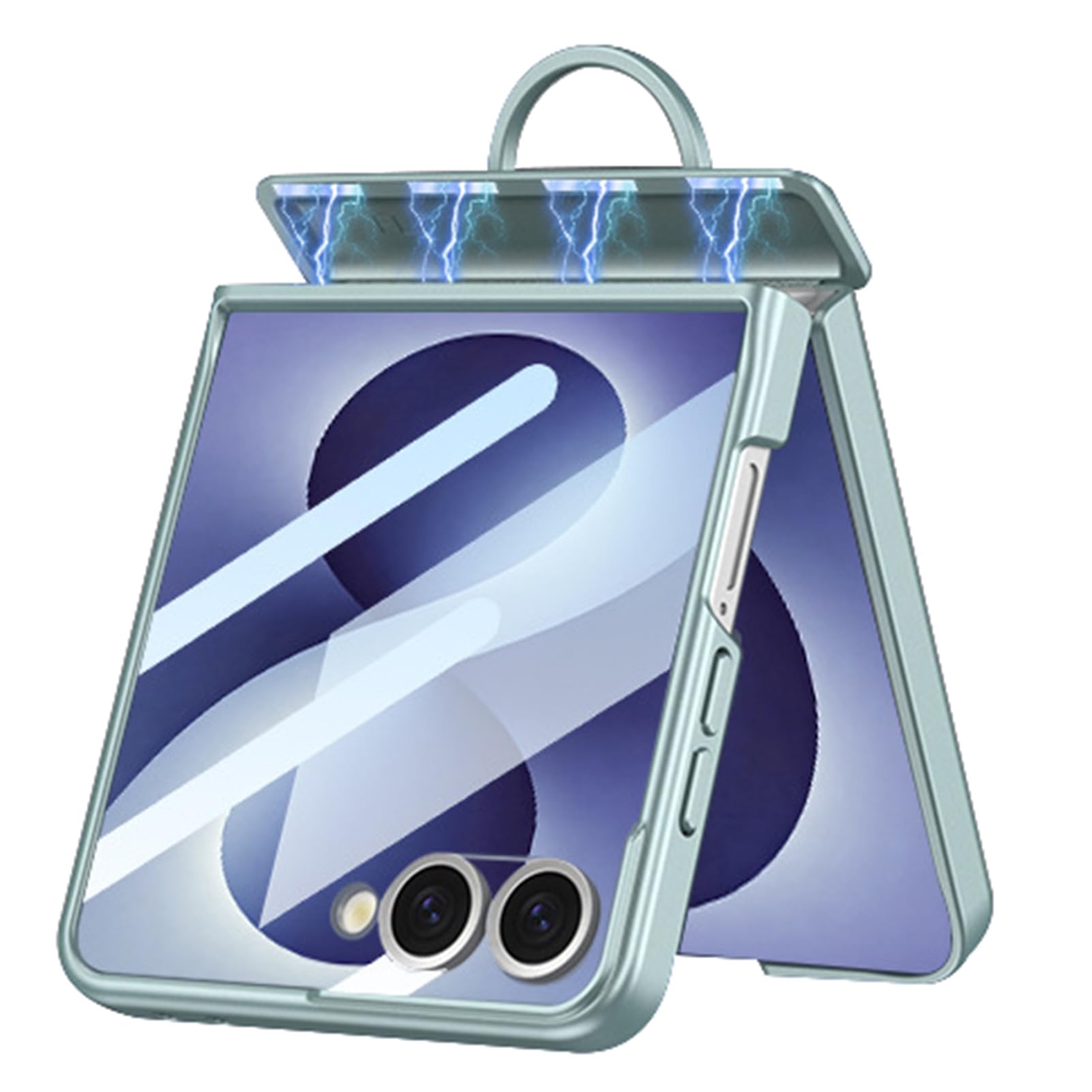 LUOTANL Slim Case for Samsung Galaxy Z Flip 8, Finger Ring Hinge Screen Film Shock Protection Cover