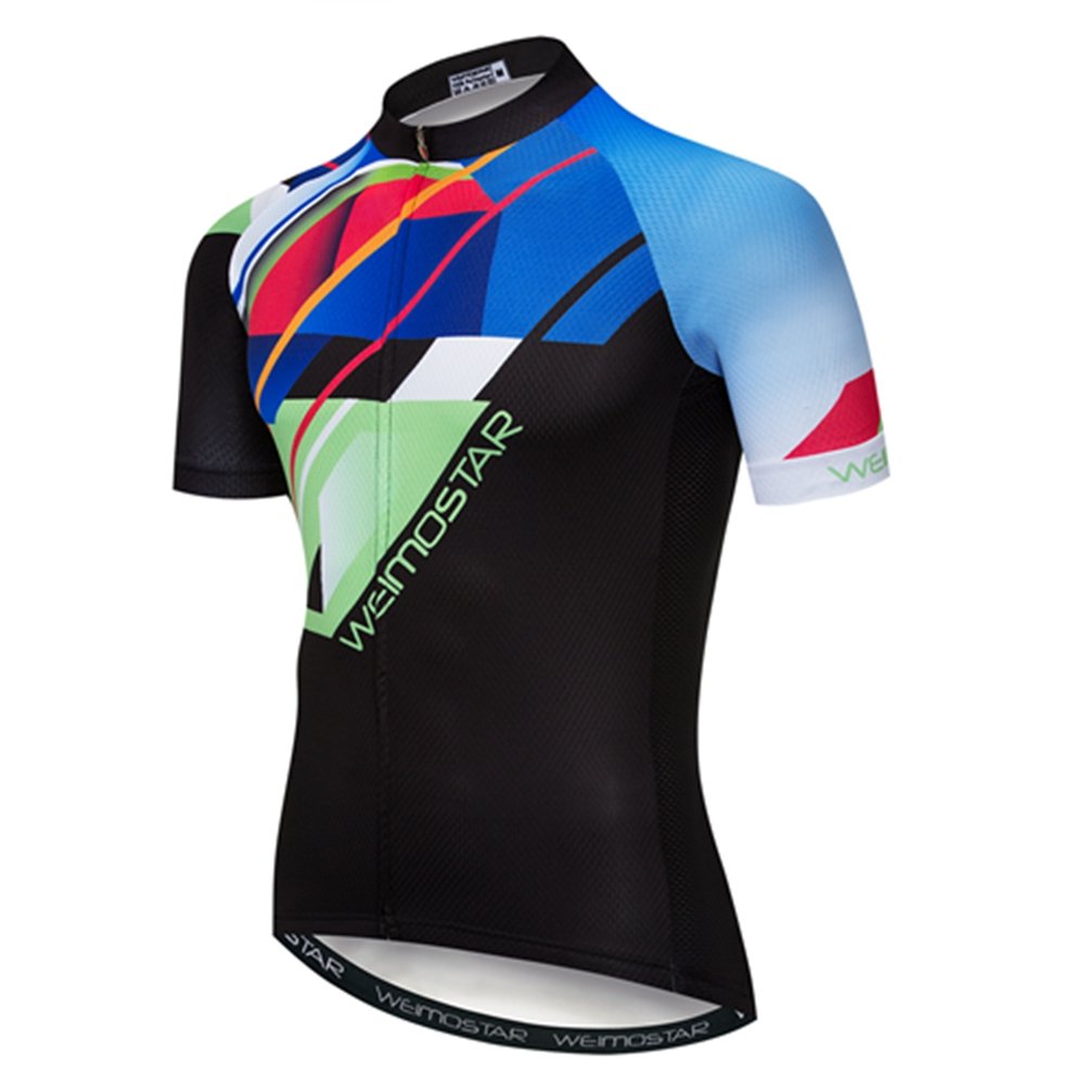 Bike Short Sleeve Cycling Jersey Men Sports MTB Breathable Riding Top Shirts Color Black XL