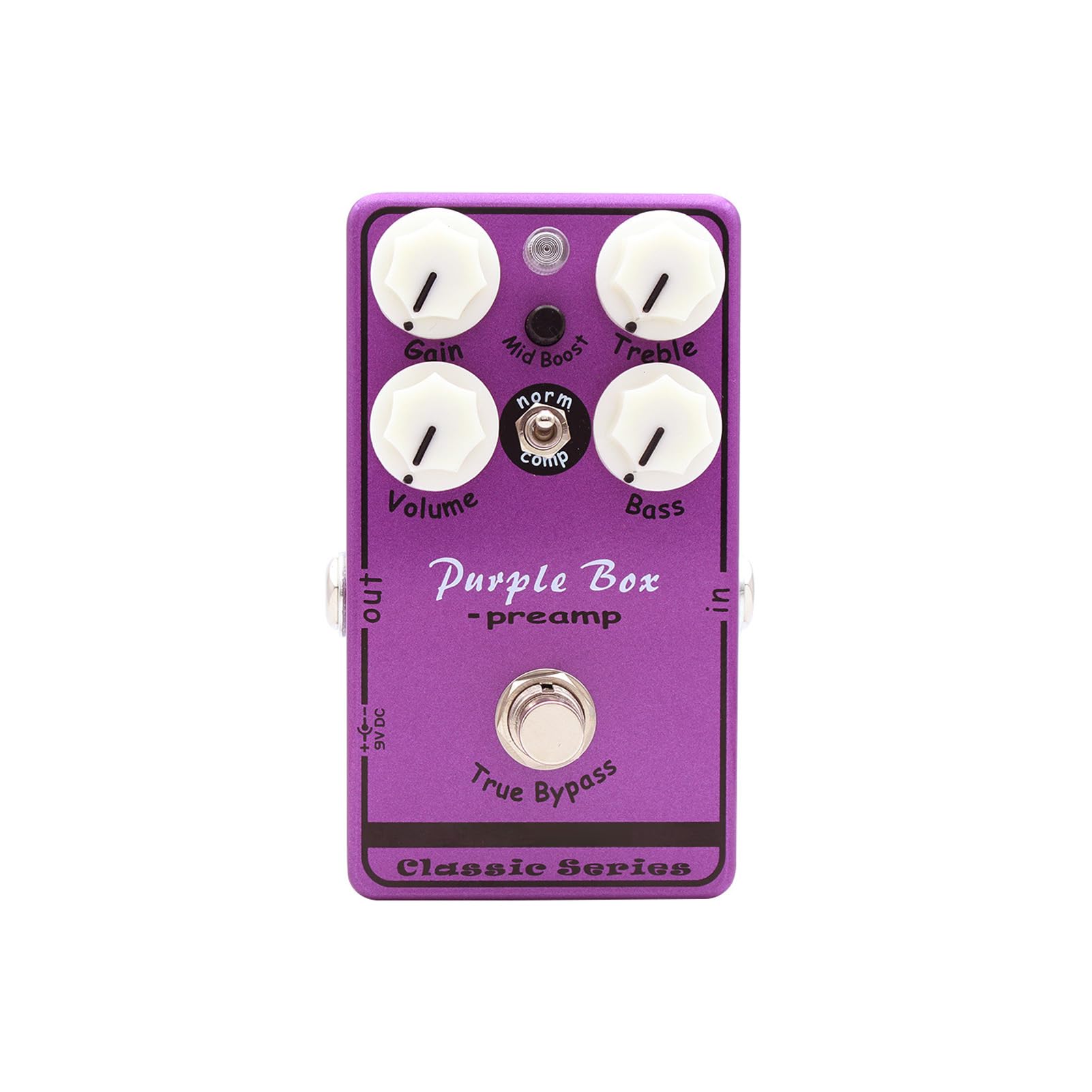 Btuty Pedale Effetti per Chitarra Purple Box, Compressore Boost Preamplificatore Overdrive con Boost Pulito da 30 DB Ed Equalizzatore a Doppia Banda, per Chitarristi Elettrici