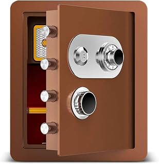 and Lock Box -, S and Lock Boxes, Money Box, Ty Boxes for Home, Digital, Steel Alloy Drop, Includes Keys,Brown