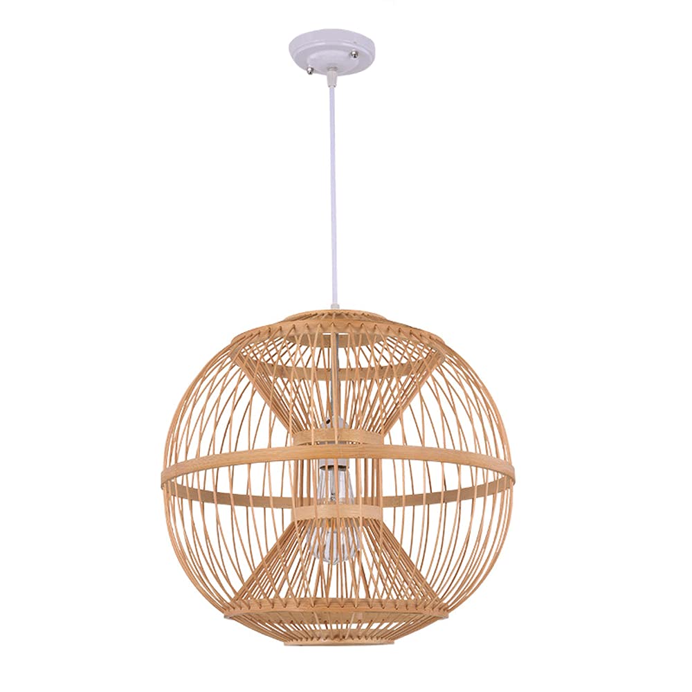 Lampe à suspension en bambou tissé plafonnier suspendu vintage E27