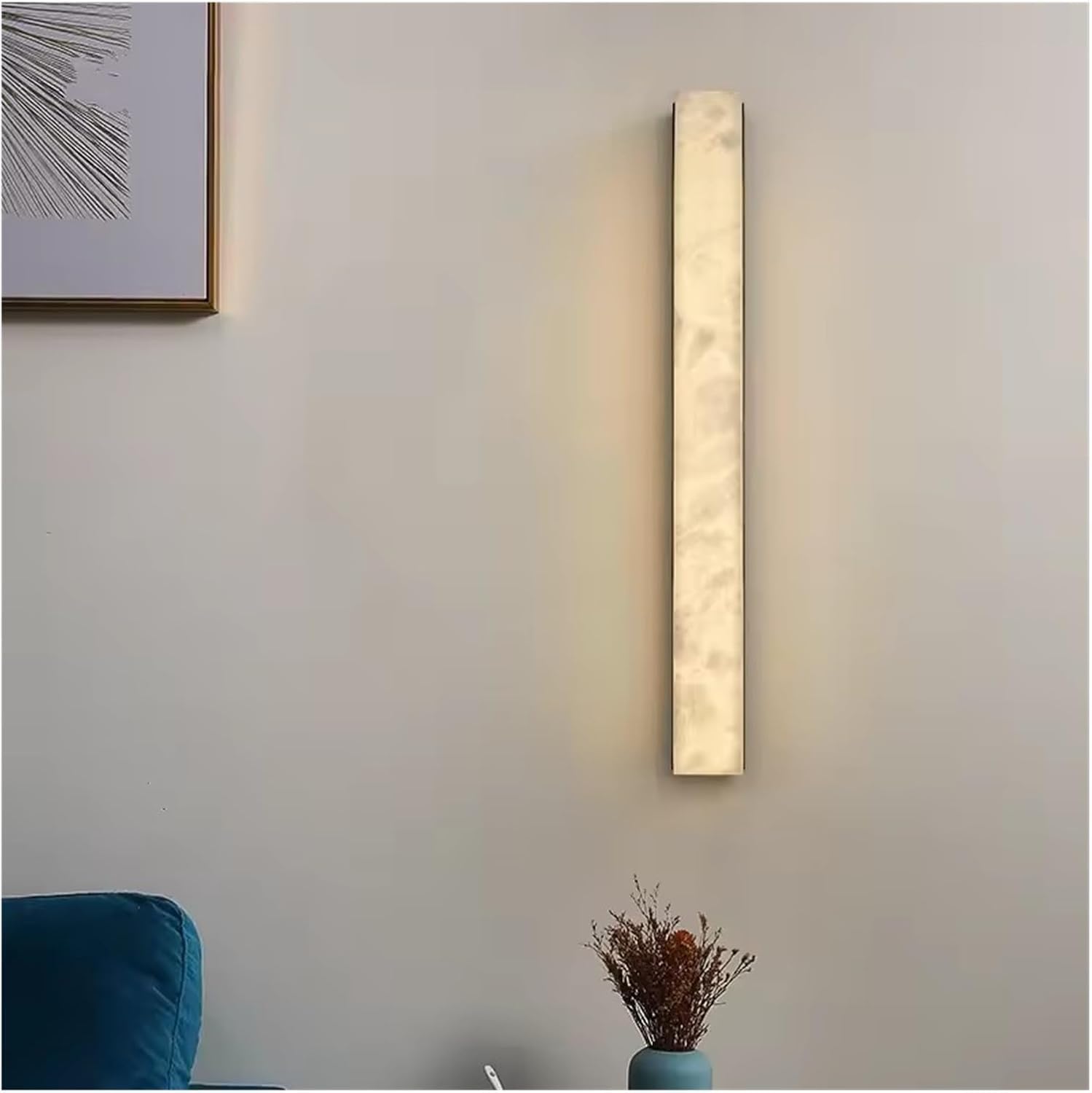 CWCQGH Marble Copper Body Wall Lamp Modern Minimalist New Chinese Living Room Tv Background Decorative Aisle Corridor,Black-80cm