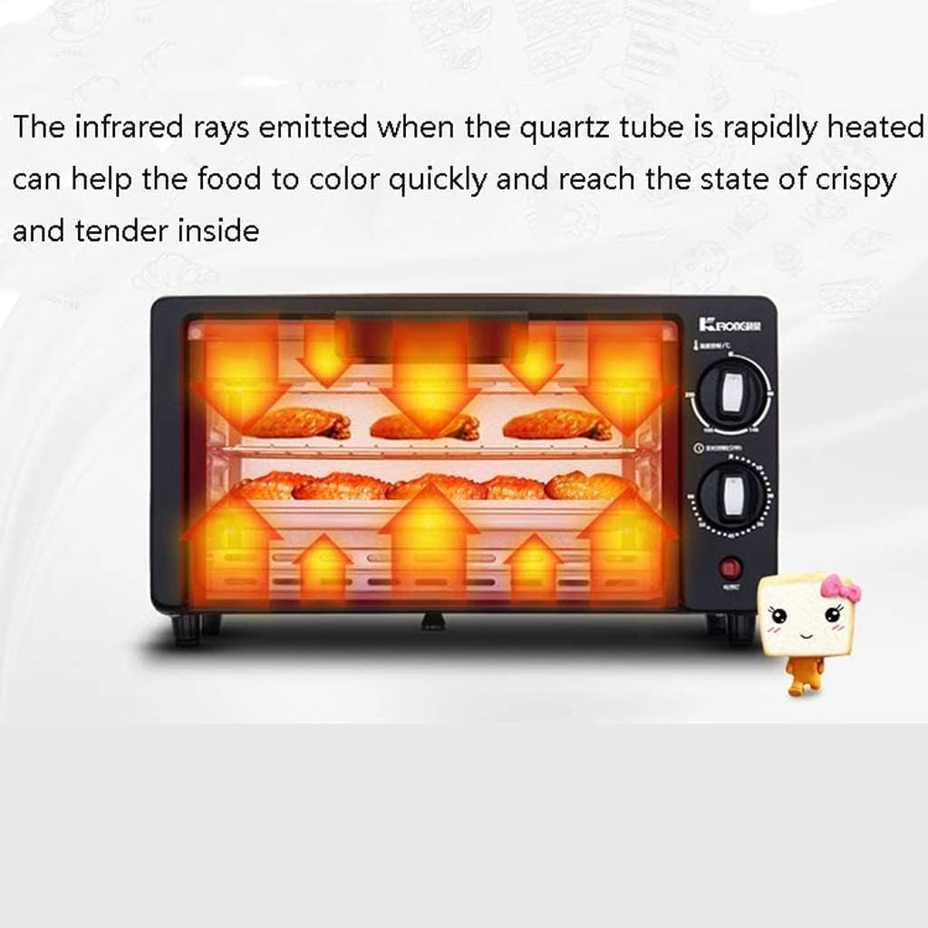 10L Household Toaster Oven,Baking Cake Multi-Function Mini Oven Temperature Setting 0-230 ℃ and 60 Minute Timing Convection Countertop Toaster Oven (Red) (Black) Aesthetic and l (Red)