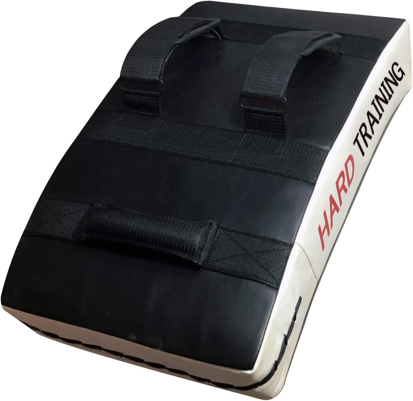 PSS Curved Kick Boxing Strike Multi-Layer Shield Training pad for Martial Arts MMA Muay Thai Kicking Boxing pad (Sold as a Single Item) - 1111 Black/White