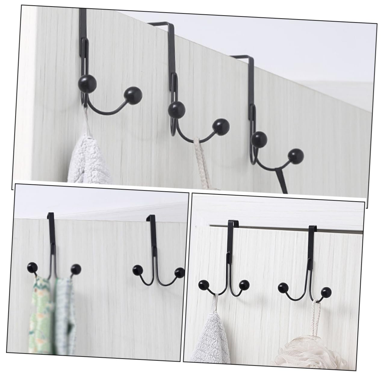 Cabilock 3pcs Wrought Iron Hook Over The Door Hooks Over The Door Towel -Mounted Coat Rack Over Door Towel Hanger Coat Hook Key Holder Hook Overdoor Hanger Organizer Hat Hook Black