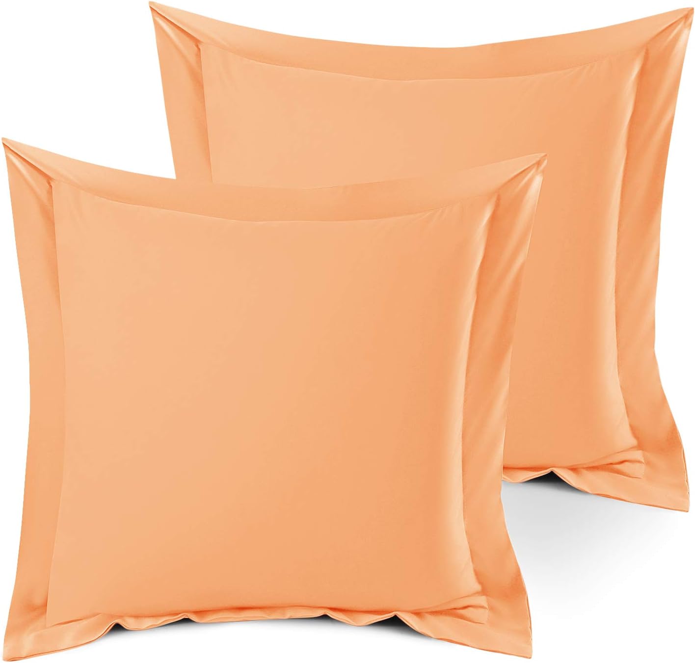 Nestl Soft Pillow Shams Set of 2 - Double Brushed Microfiber Pillow Covers - Hotel Style Premium Bed Pillow Cases, with 1.5 Decorative Flange, Euro 18"x18" - Light Orange Euro 18"x18" Apricot Buff Orange