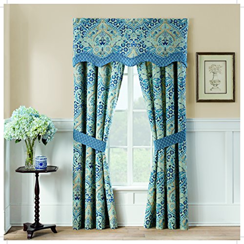 Waverly Moonlit Shadows Valances For Windows Rod Pocket Curtains For -Kitchen And Living Room, 52" X 18", Lapis #TOP1