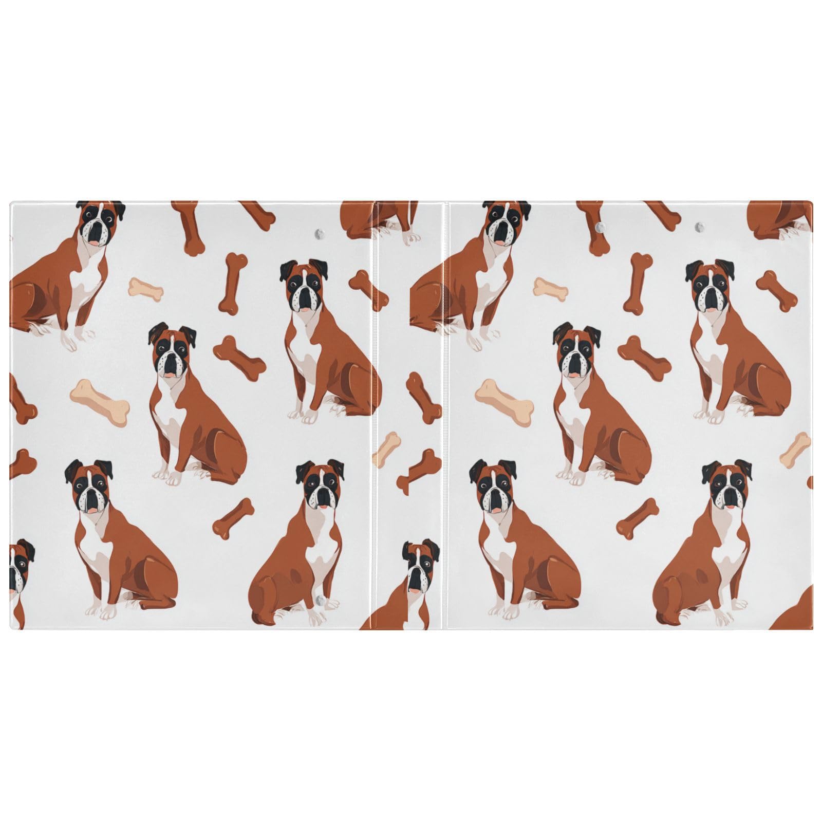 Kcldeci Hardcover 3-Ringbuch für Papier in Briefgröße, Boxer-Hundeknochen, 3,8 cm, runde Ringe, Ordner-Organizer für Schule/Büro, 2 Stück